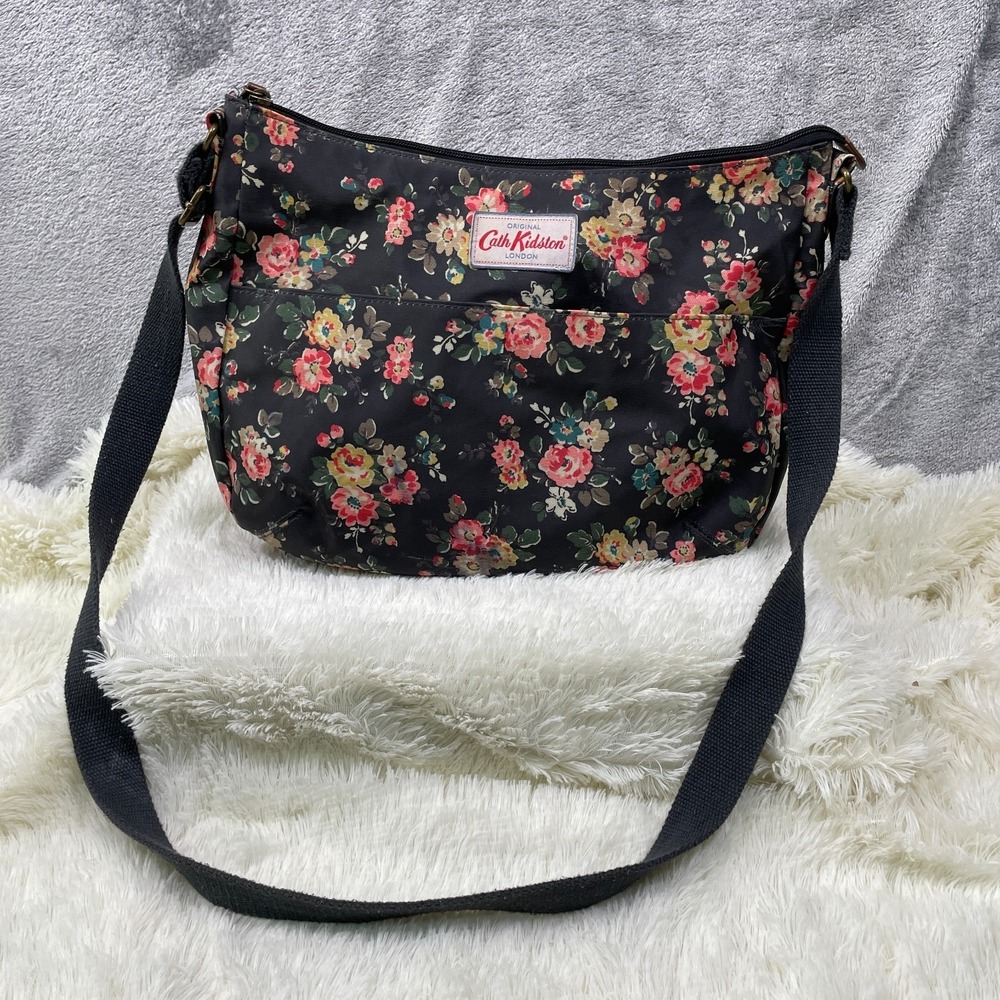 Cath Kidston Floral Crossbody Bag PVC Coated Cotton Adjustable Strap Messenger